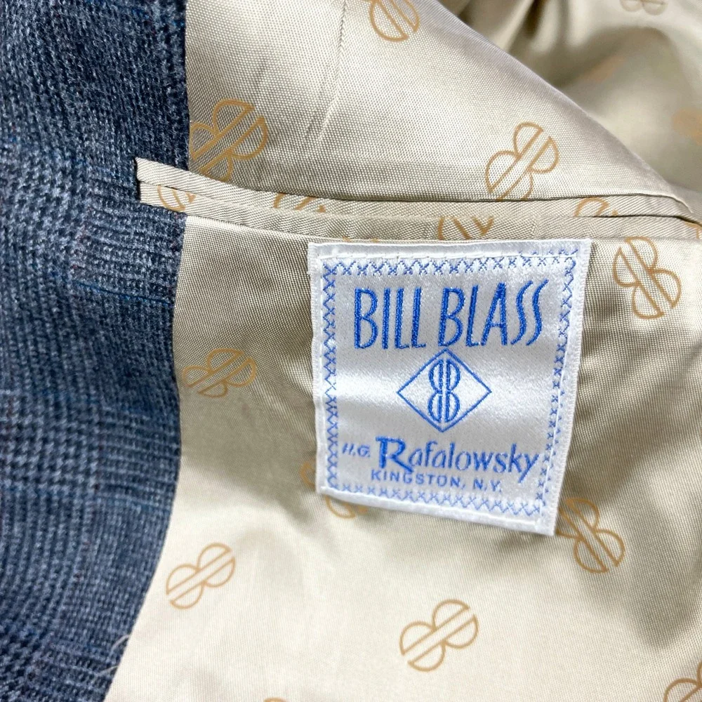 VTG Bill Blass Mens Blazer 42S Gray Glen Plaid Sport Coat Jacket Heritage Prep - Picture 7 of 12